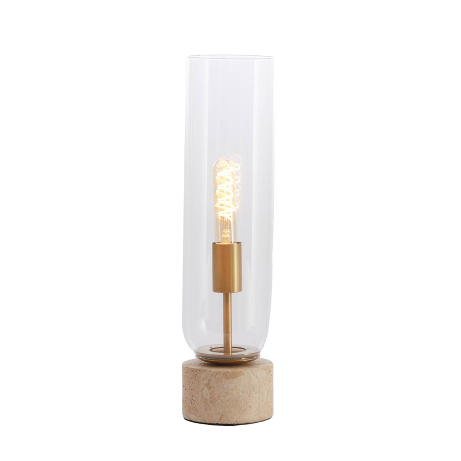 Tafellamp Ø12x47 cm RYLANO glas helder+zand+antiek brons