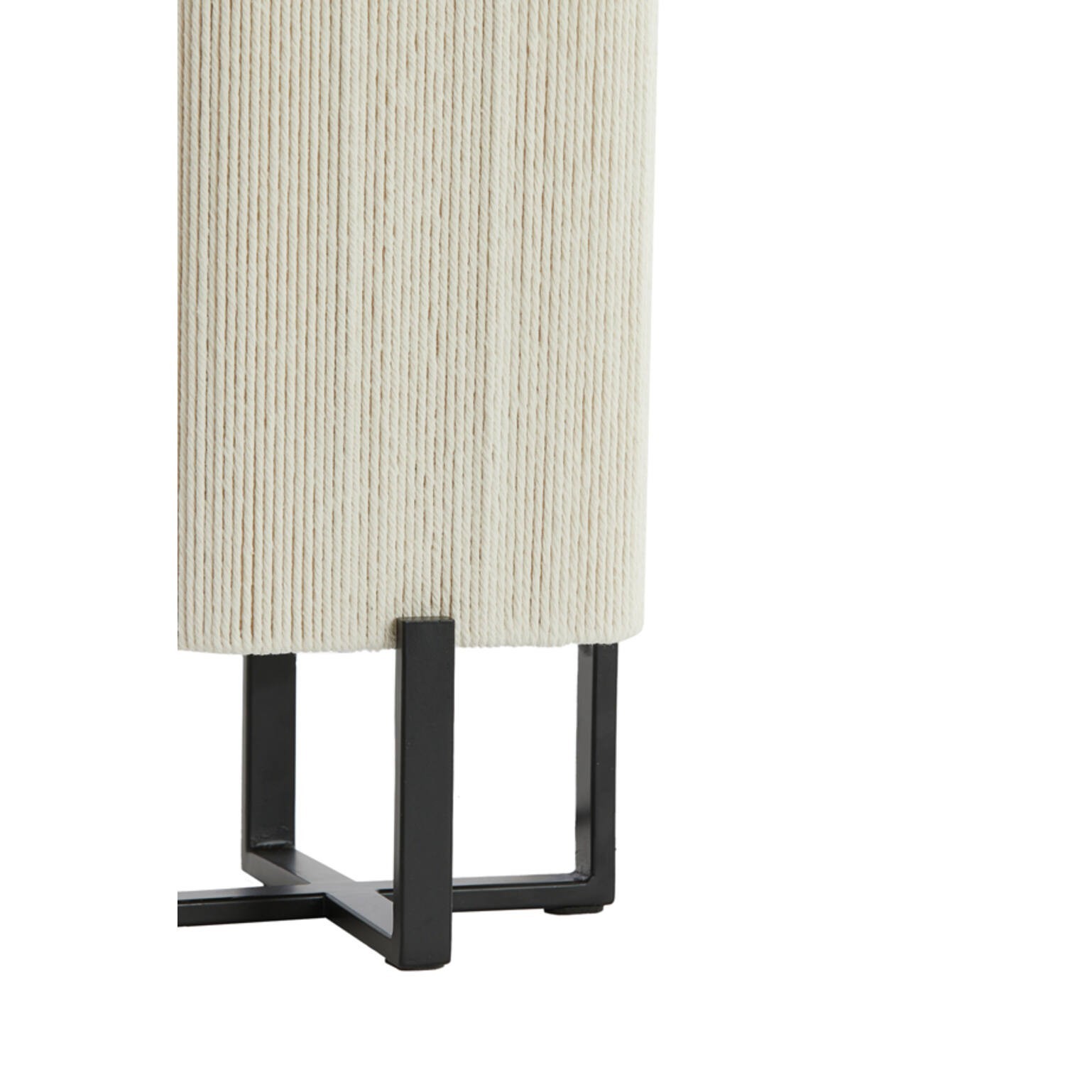 Tafellamp 16,5x16,5x39 cm WYN mat zwart+touw crème - Afbeelding 3