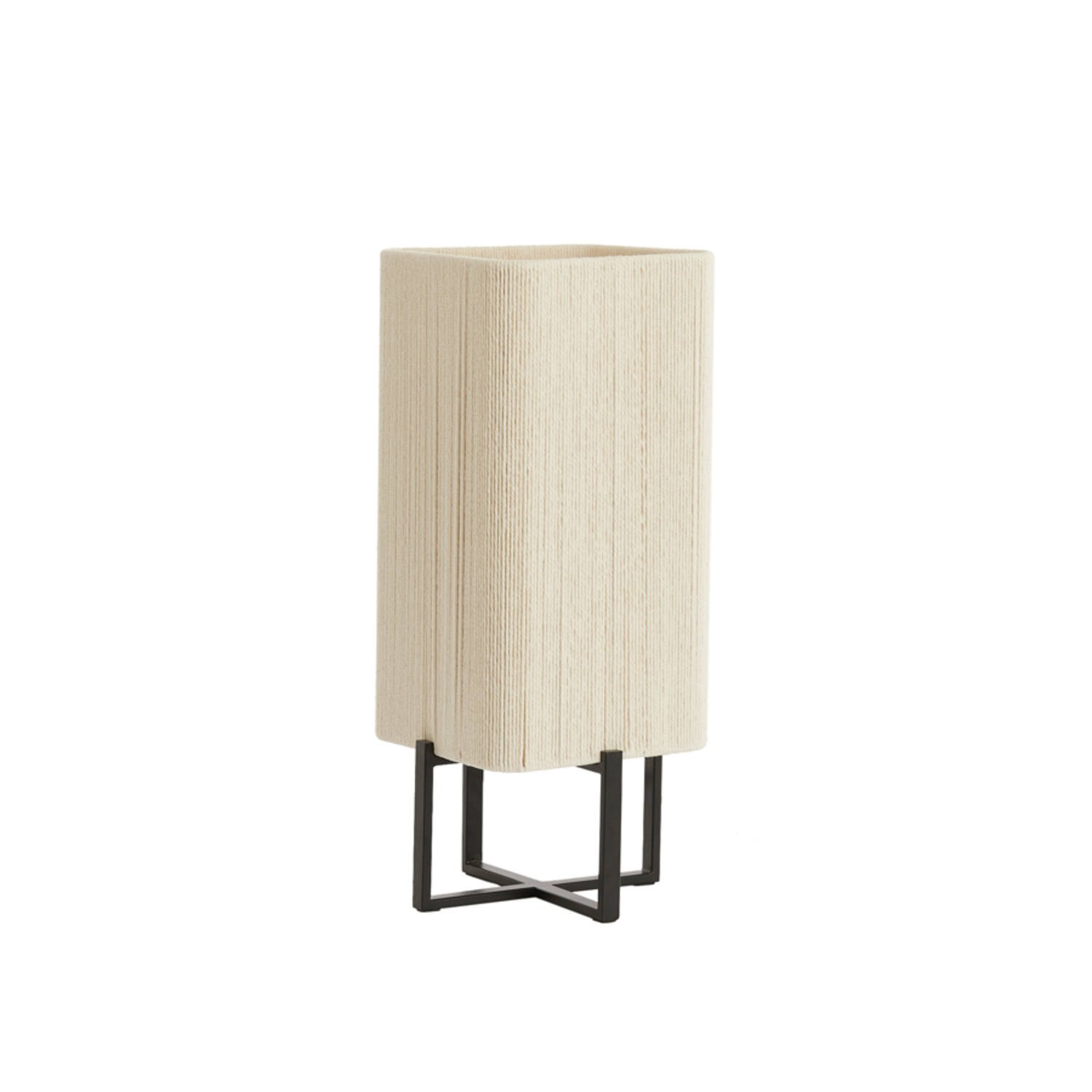 Tafellamp 21,5x21,5x50,5 cm WYN mat zwart+touw crème - Afbeelding 5