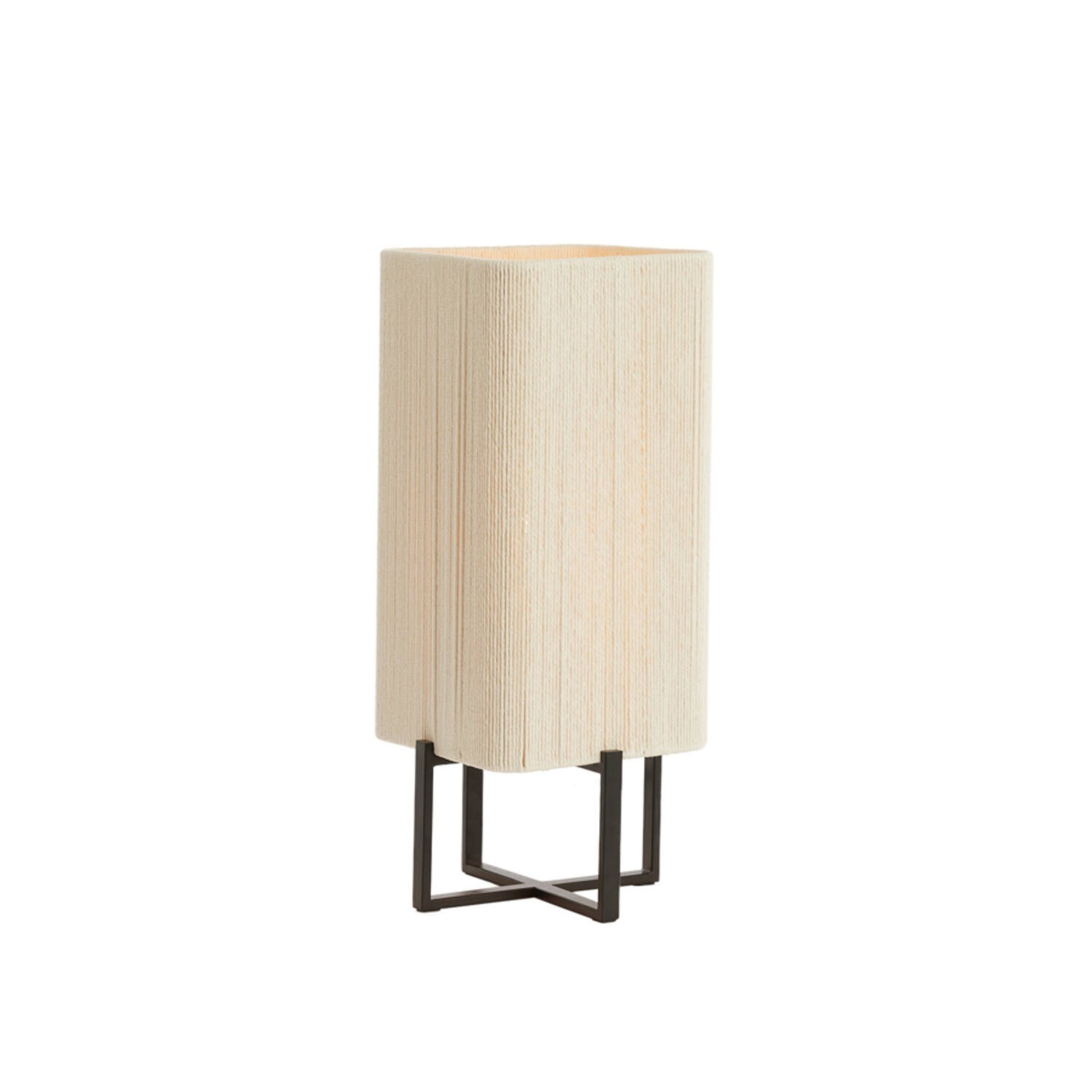 Tafellamp 21,5x21,5x50,5 cm WYN mat zwart+touw crème - Afbeelding 7