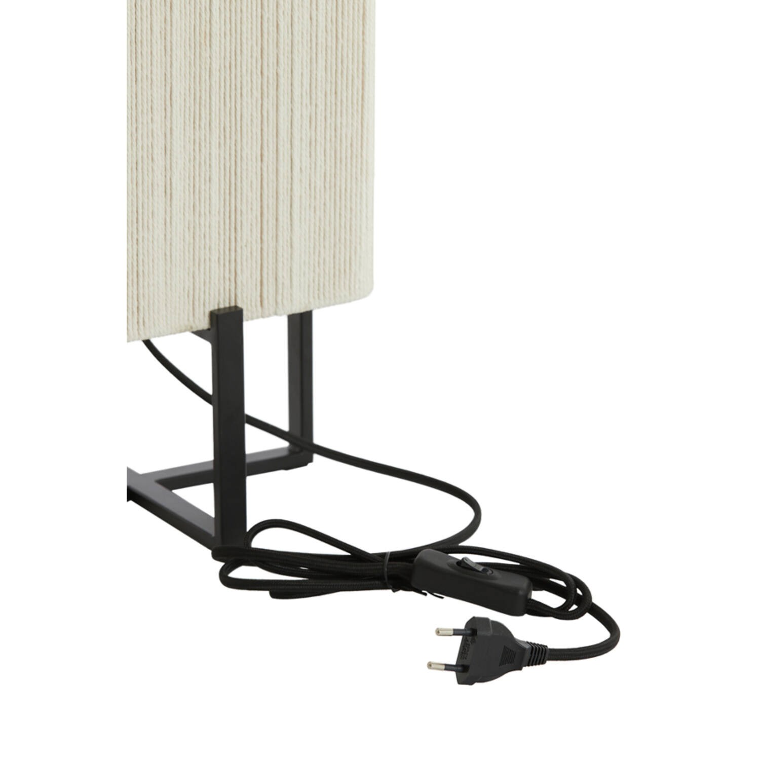 Tafellamp 21,5x21,5x50,5 cm WYN mat zwart+touw crème - Afbeelding 2