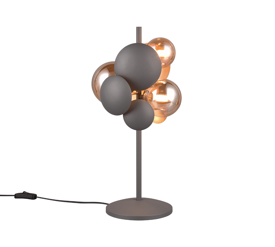 TRIO Select Tafellamp Bubble antraciet - goud - amber - Afbeelding 5