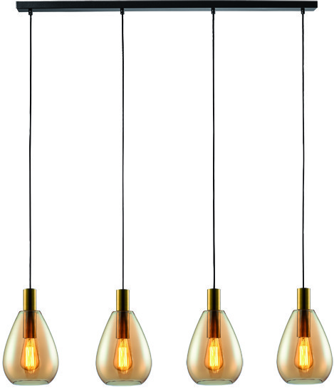 Hl. "Dorato" 4-l. Balk Brons-Goud/Amber Glas - Afbeelding 3