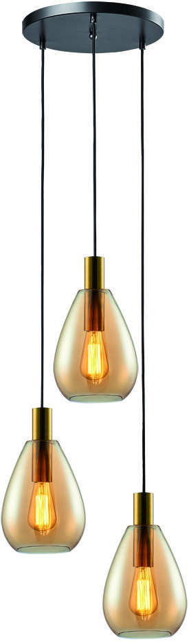 Hl. "Dorato" 3-l. Rond Brons-Goud/Amber Glas - Afbeelding 3