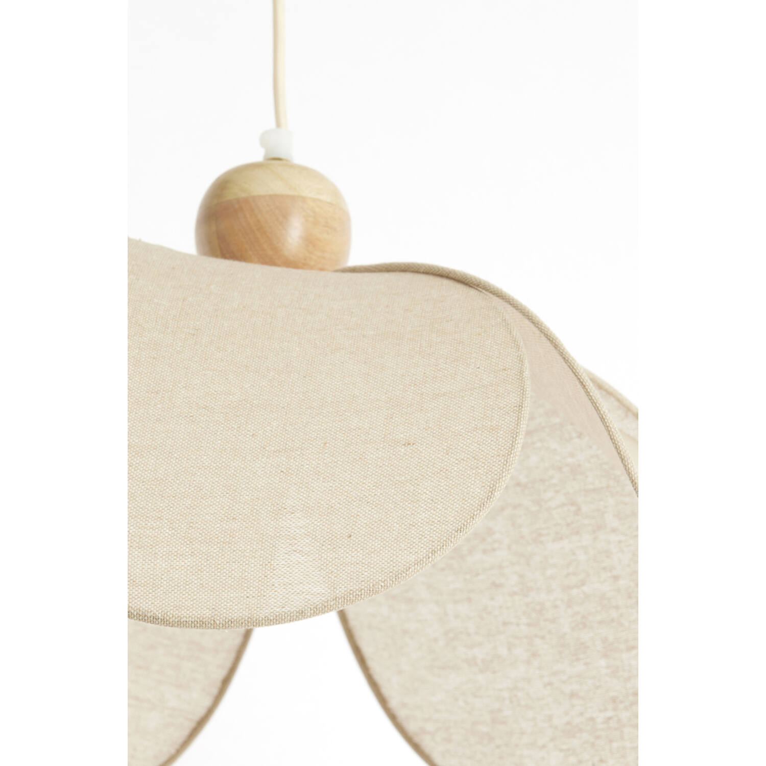 Hanglamp Ø60x30 cm LAVRIRIA naturel+hout - Afbeelding 3