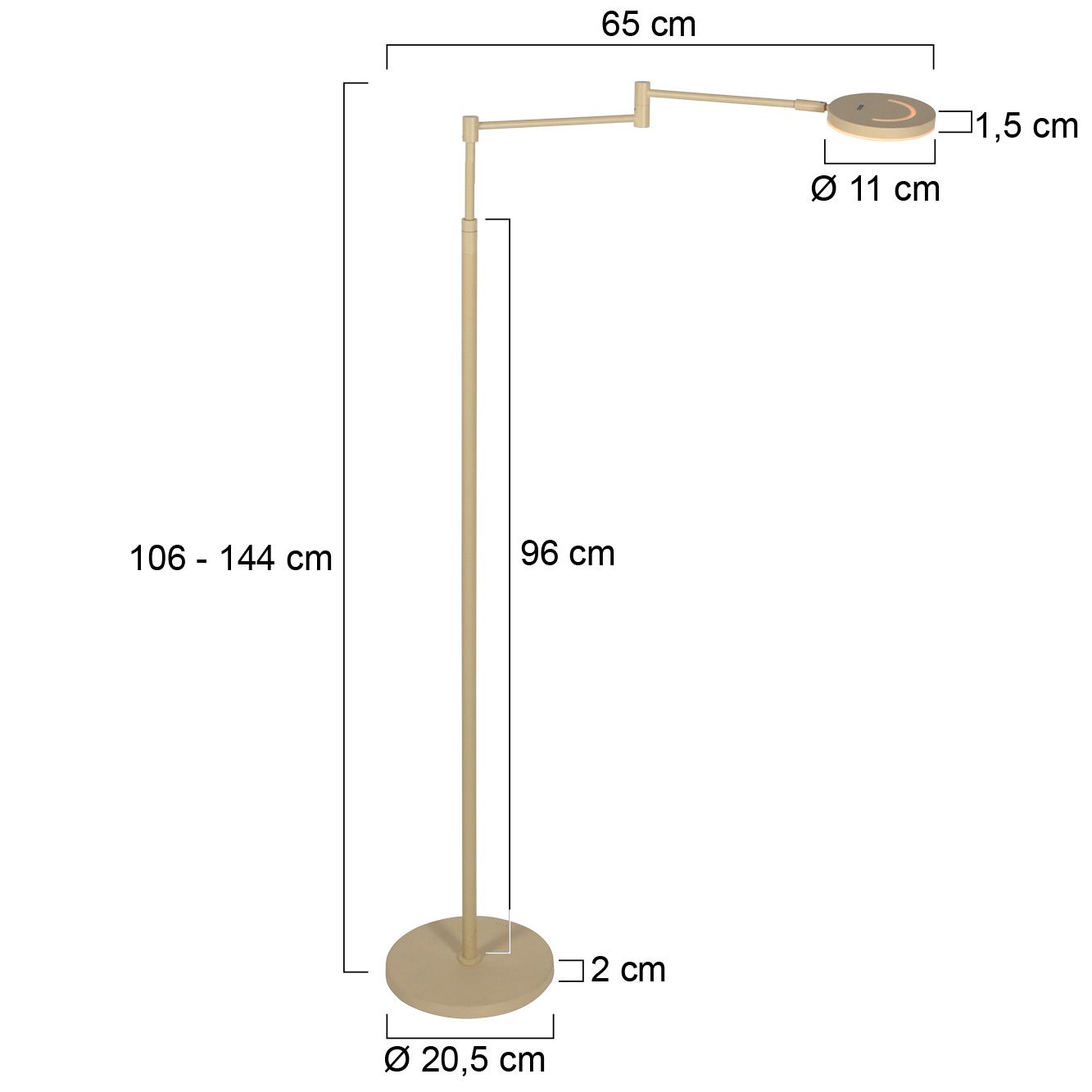 Vloerlamp Soleil 3515CR – draadloze crèmekleurige LED leeslamp - Afbeelding 7