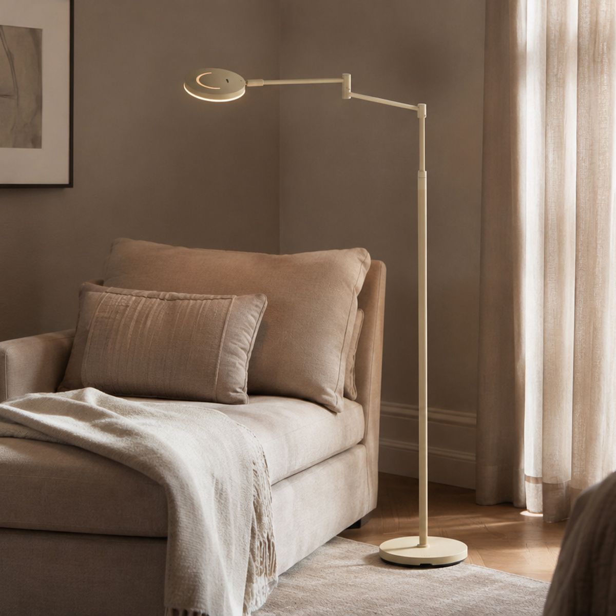 Vloerlamp Soleil 3515CR – draadloze crèmekleurige LED leeslamp - Afbeelding 2