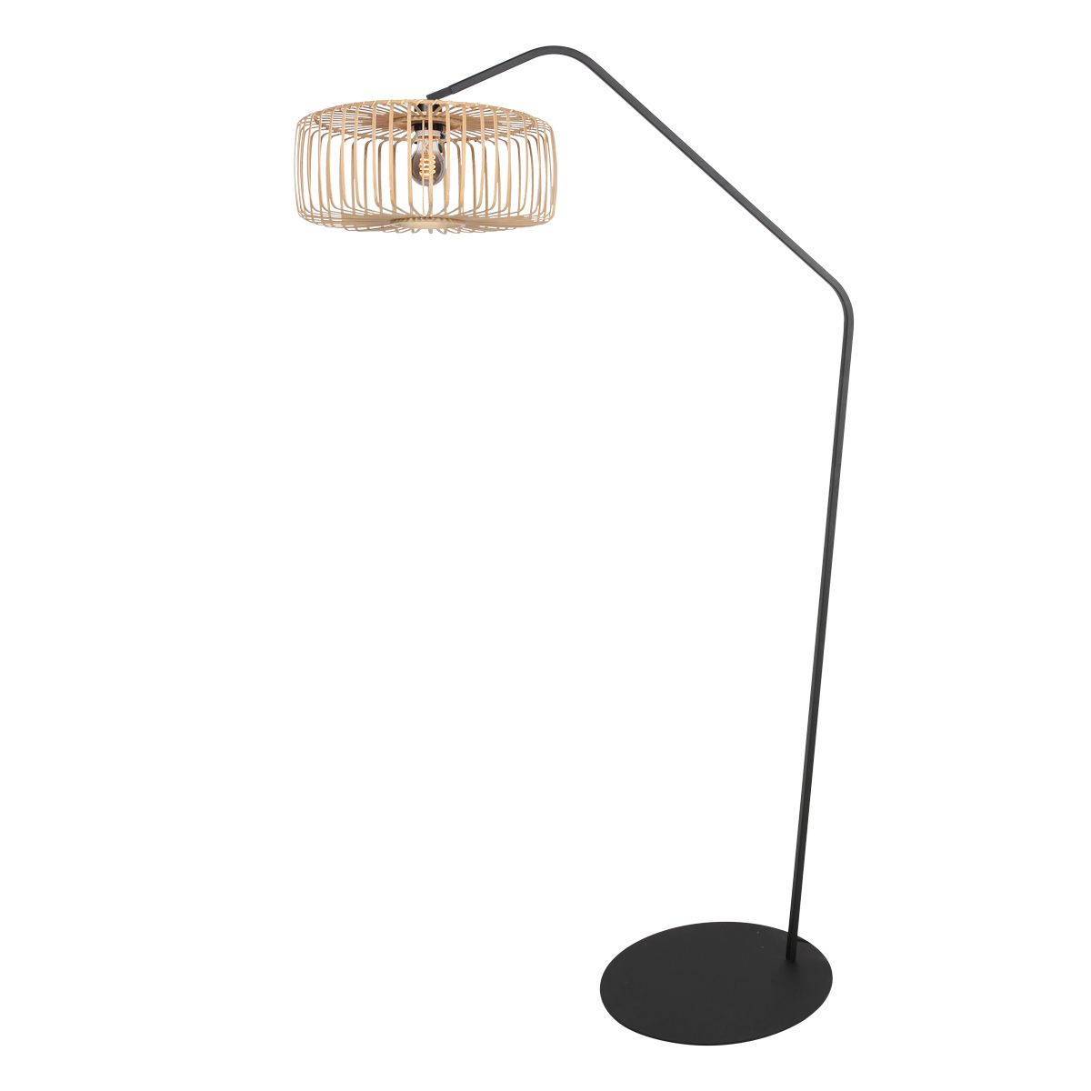 Zwarte Vloerlamp Zig-Zag met Naturelkleurige Bamboe Kap - Afbeelding 14