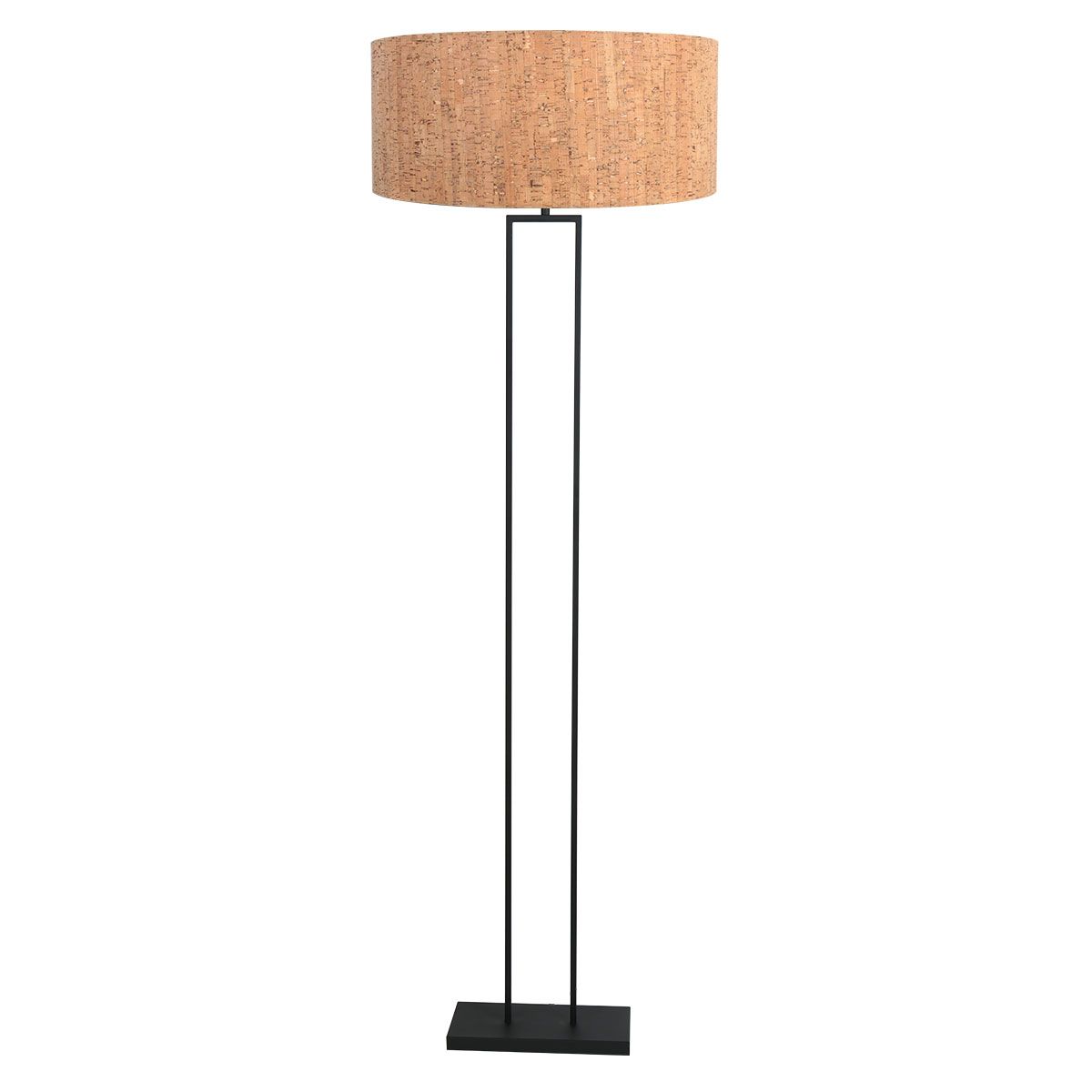 Stang 4338ZW vloerlamp – zwart staal met kurken kap Ø50 cm
