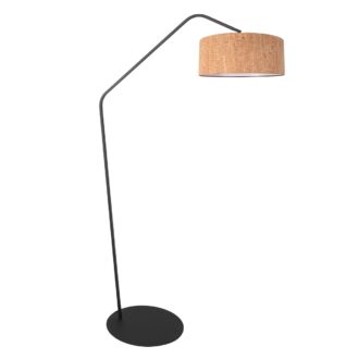 Zwarte Vloerlamp Zig-Zag met Kurken Kap Ø50 cm