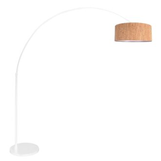 Booglamp Sparkled Light 4341W wit met beige kurkstructuur kap