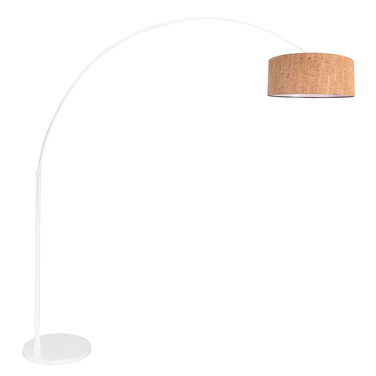 Booglamp Sparkled Light 4341W wit met beige kurkstructuur kap