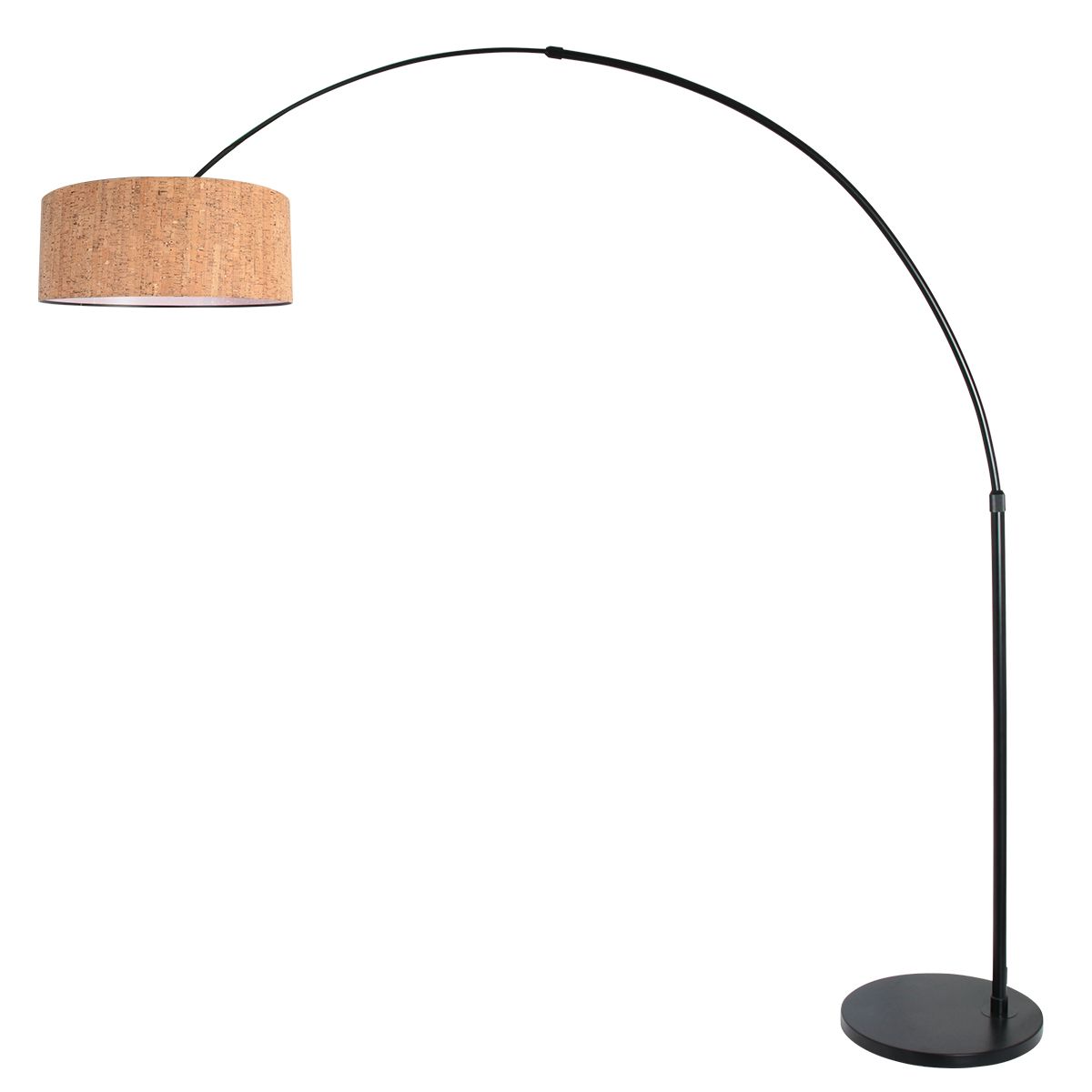 Booglamp Sparkled Light 4342ZW zwart met beige kurkstructuur kap - Afbeelding 2