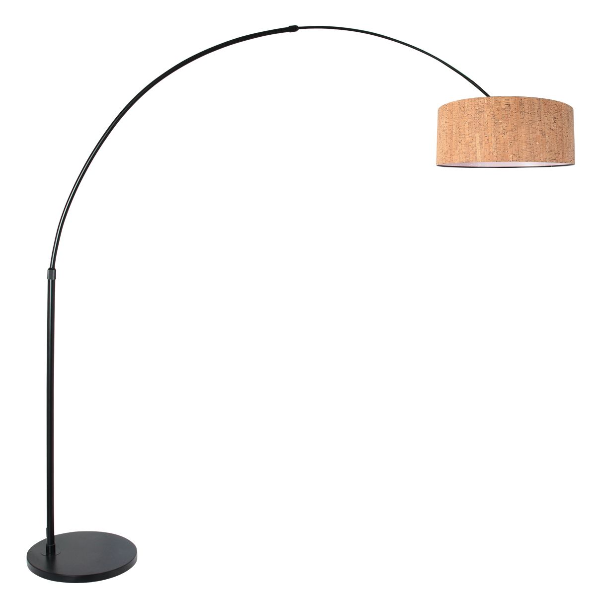 Booglamp Sparkled Light 4342ZW zwart met beige kurkstructuur kap