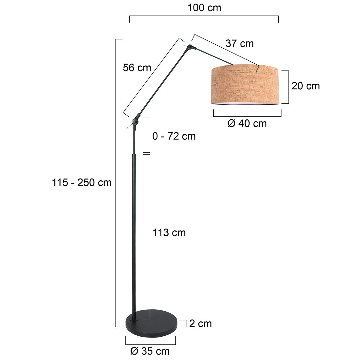 Vloerlamp Prestige Chic met Beige Kurk Kap - Afbeelding 6