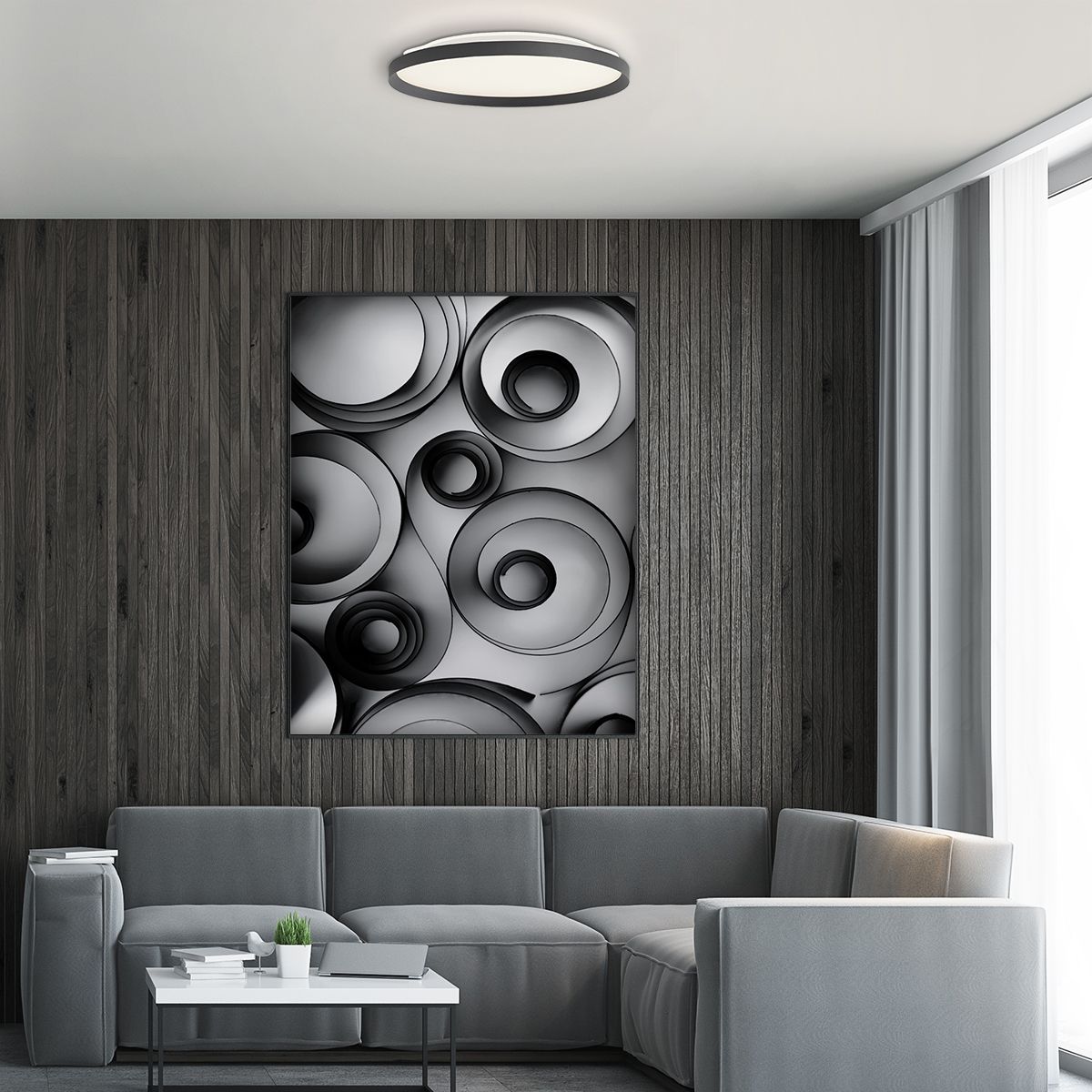 Plafondlamp Flady 4367ZW zwart Ø30 2000 Lumen - Afbeelding 3