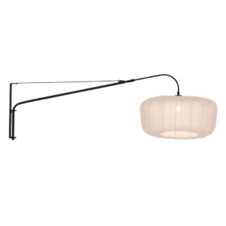Wandlamp Vela Lino Zwart met Beige-Crème Textiel Kap Ø60 cm