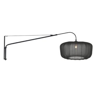Wandlamp Vela Lino Zwart met Zwarte Textiel Kap Ø60 cm
