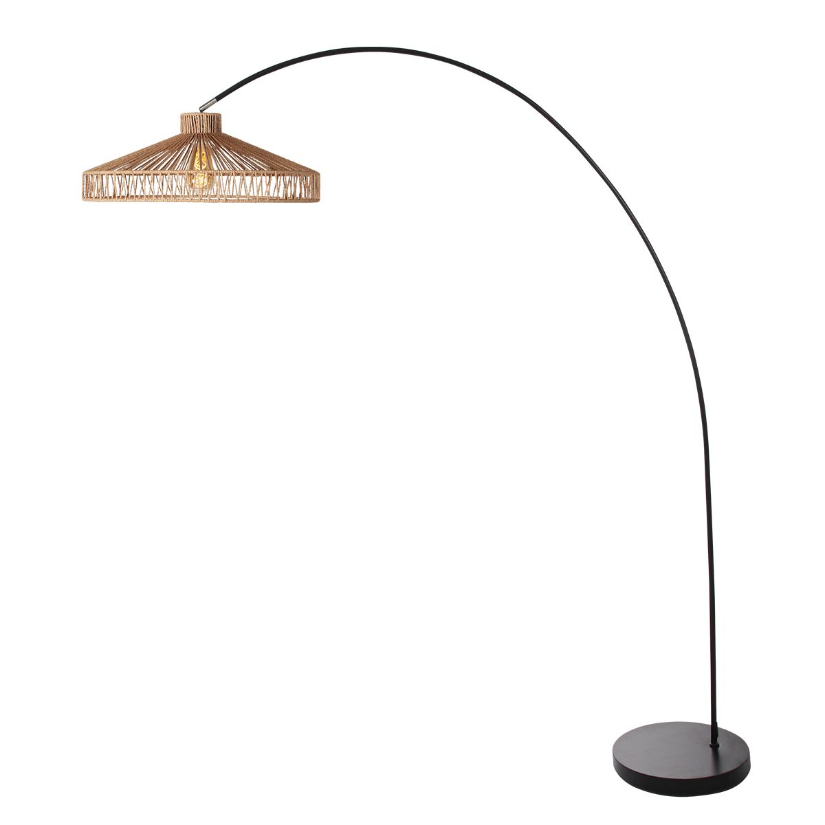 Solva 4469ZW vloerlamp met zwarte voet en Twine kap - Afbeelding 2