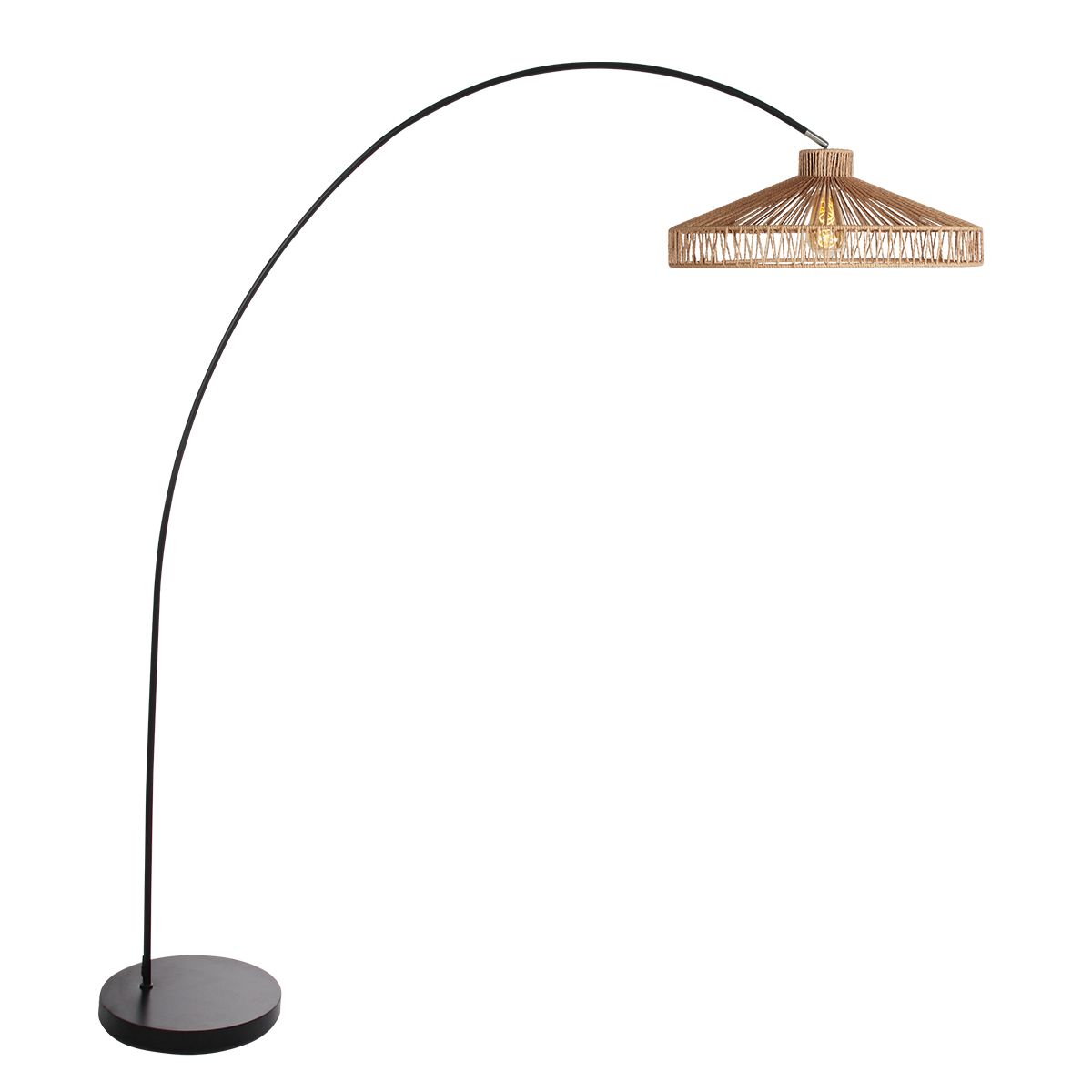 Solva 4469ZW vloerlamp met zwarte voet en Twine kap