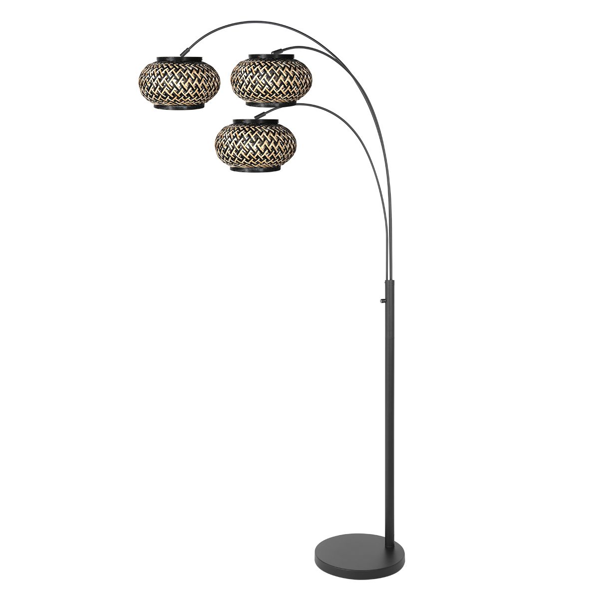 Nox Light 4494ZW – vloerlamp met 3 bamboe kapjes - Afbeelding 2