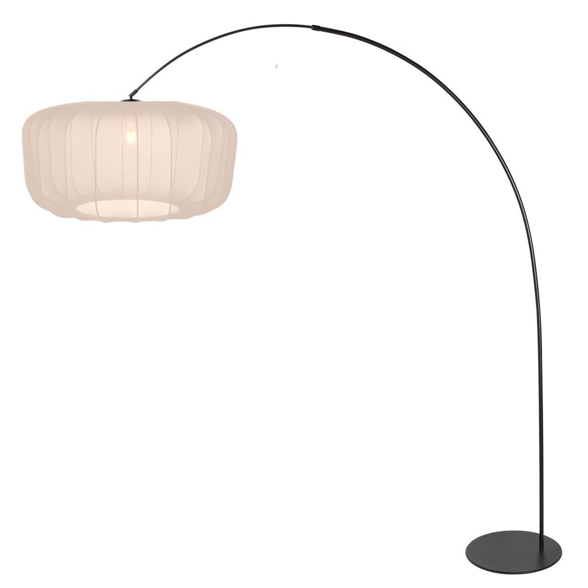 Booglamp Curve 4520ZW zwart met beige-crème textiel kap Ø60 cm - Afbeelding 2