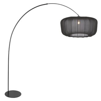 Zwarte booglamp Curve 4521ZW met textiel kap Ø60 cm