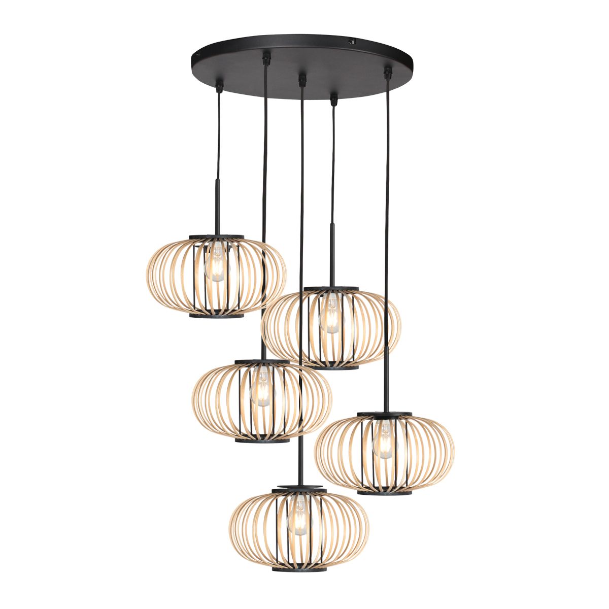 Hanglamp Silva 4524ZW – 5-lichts bamboe design Ø31cm trendy - Afbeelding 8