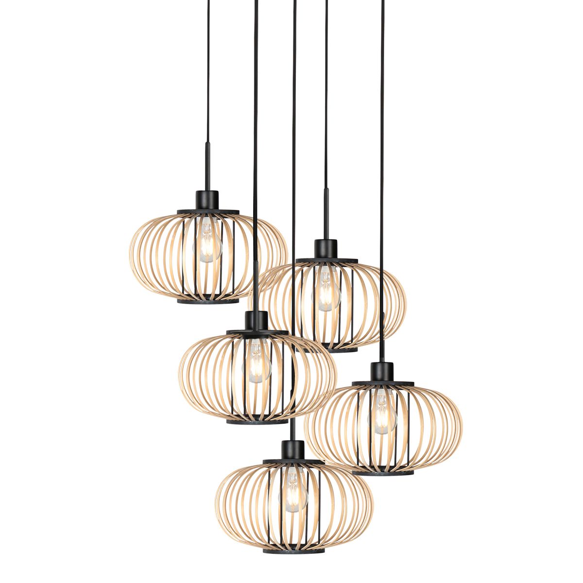 Hanglamp Silva 4524ZW – 5-lichts bamboe design Ø31cm trendy - Afbeelding 10