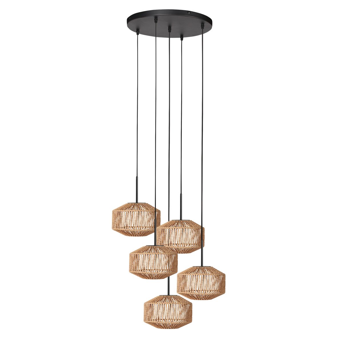 5-lichts hanglamp Ropex 4525ZW - speelse touwlamp voor vide - Afbeelding 2