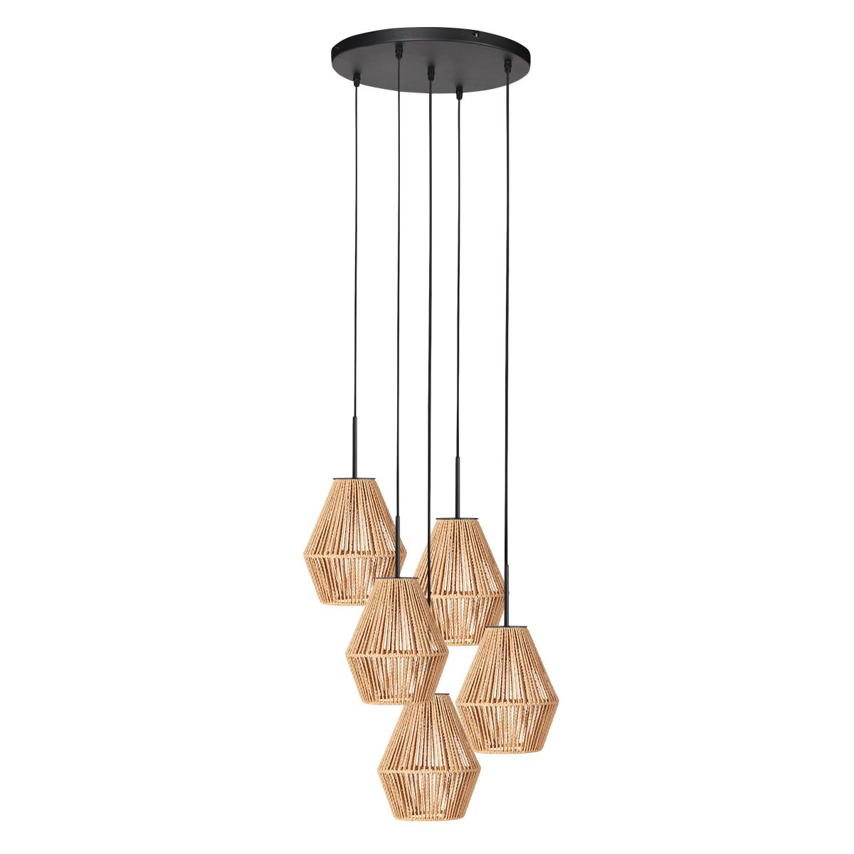 5-lichts hanglamp Ropex 4526ZW – speelse touwlamp voor vide - Afbeelding 2