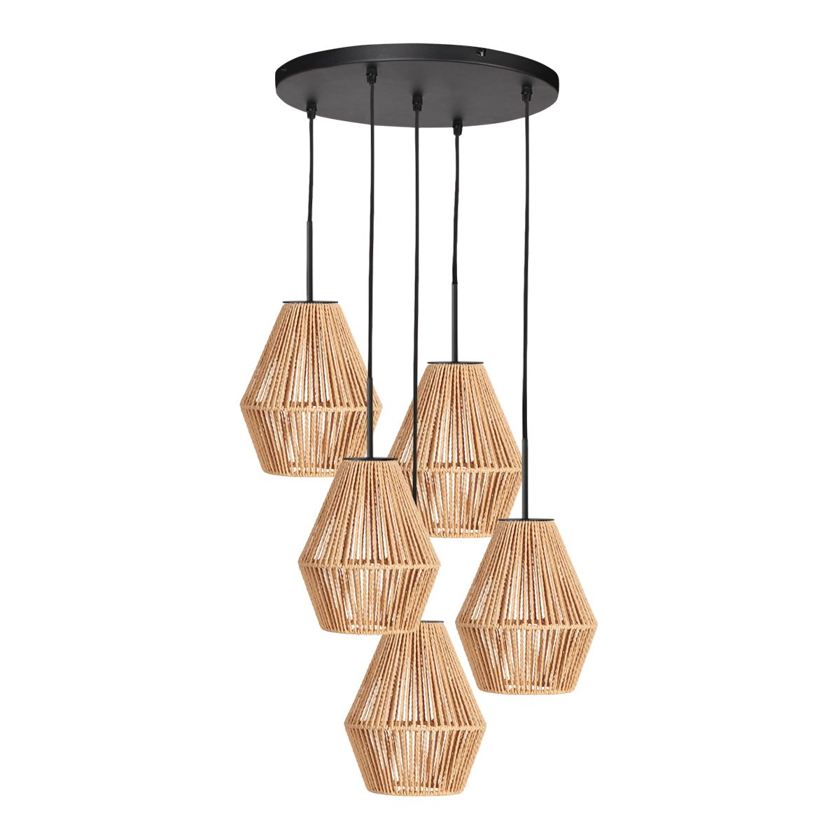 5-lichts hanglamp Ropex 4526ZW – speelse touwlamp voor vide - Afbeelding 7