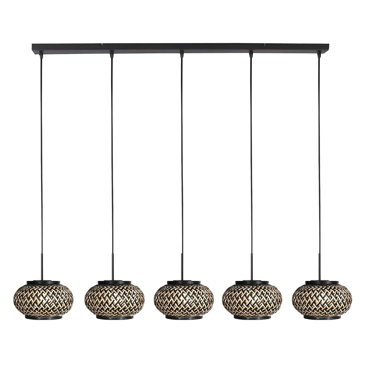 Nox Light 4528ZW – hanglamp met 5 bamboe kapjes - Afbeelding 9