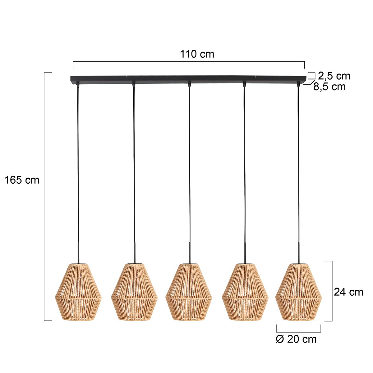 Hanglamp Ropex 4531ZW – 5-lichts touwlamp voor sfeervol wonen - Afbeelding 6