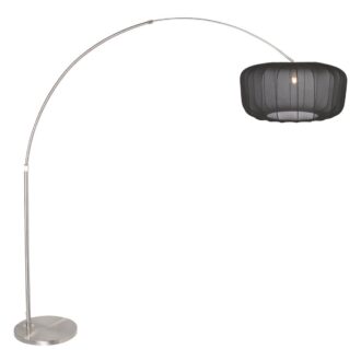 Steinhauer Booglamp Vela Lino Staal met Zwarte Kap Ø60 cm