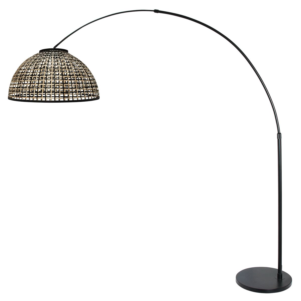 Nox Light 4561ZW – booglamp met halfronde bamboe kap 60 cm - Afbeelding 2