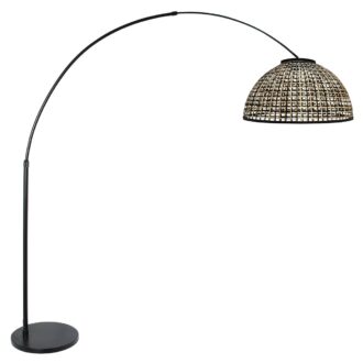 Nox Light 4561ZW – booglamp met halfronde bamboe kap 60 cm