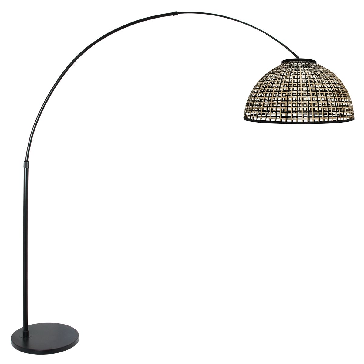 Nox Light 4561ZW – booglamp met halfronde bamboe kap 60 cm