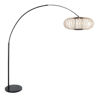 Booglamp Sparkled Light 4562ZW zwart met crème bamboe kap