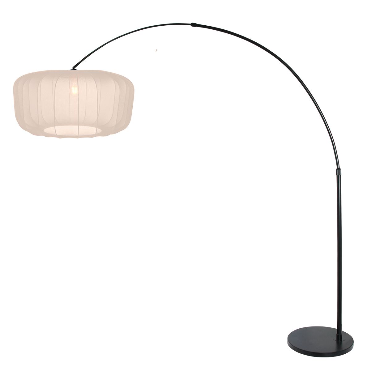 Booglamp Vela Lino 4564ZW zwart met beige-crème kap Ø60 cm - Afbeelding 2