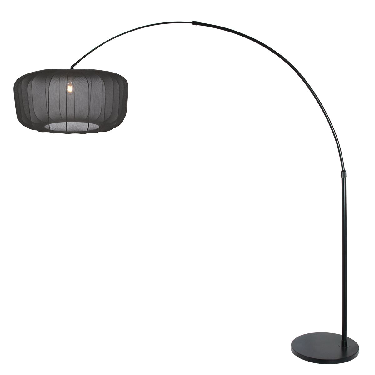 Zwarte booglamp Vela Lino 4565ZW met textiel kap Ø60 cm - Afbeelding 2