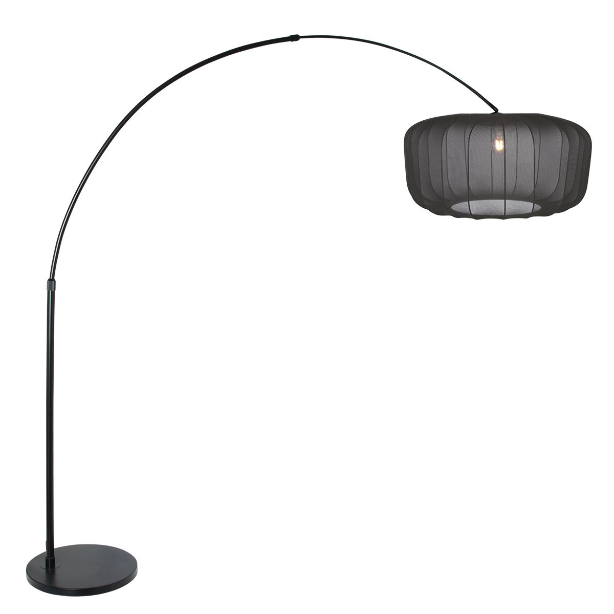 Zwarte booglamp Vela Lino 4565ZW met textiel kap Ø60 cm