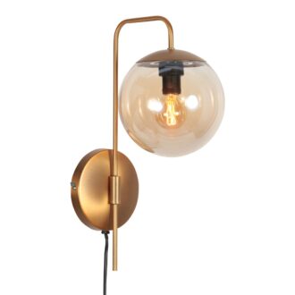 Wandlamp Bollique 4609BR sfeervolle bronskleurige wandlamp met amberglas