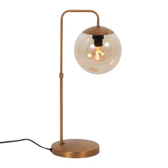 Bollique 4610BR sfeervolle bronskleurige tafellamp met amber glas