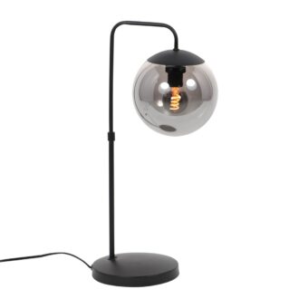 Bollique 4610ZW sfeervolle zwarte tafellamp met smoke glas