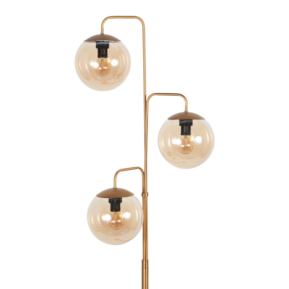 Vloerlamp Bollique Bronzen Vloerlamp met 3 Amber Glazen Bollen - Afbeelding 10