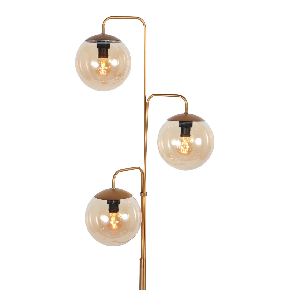 Vloerlamp Bollique Bronzen Vloerlamp met 3 Amber Glazen Bollen - Afbeelding 4