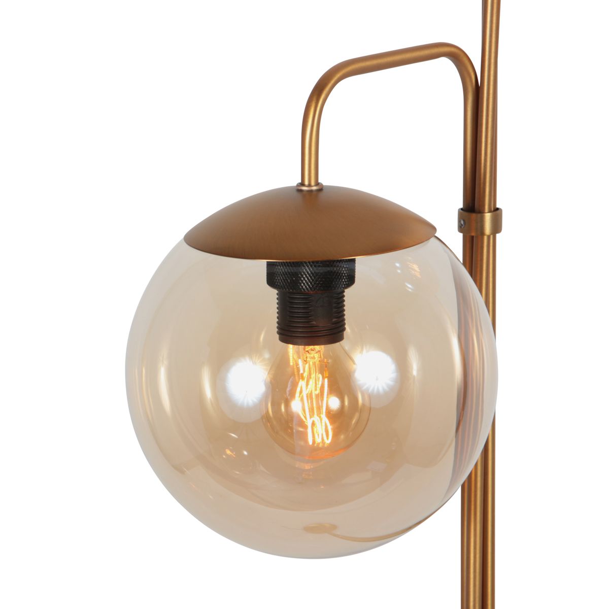 Vloerlamp Bollique Bronzen Vloerlamp met 3 Amber Glazen Bollen - Afbeelding 5