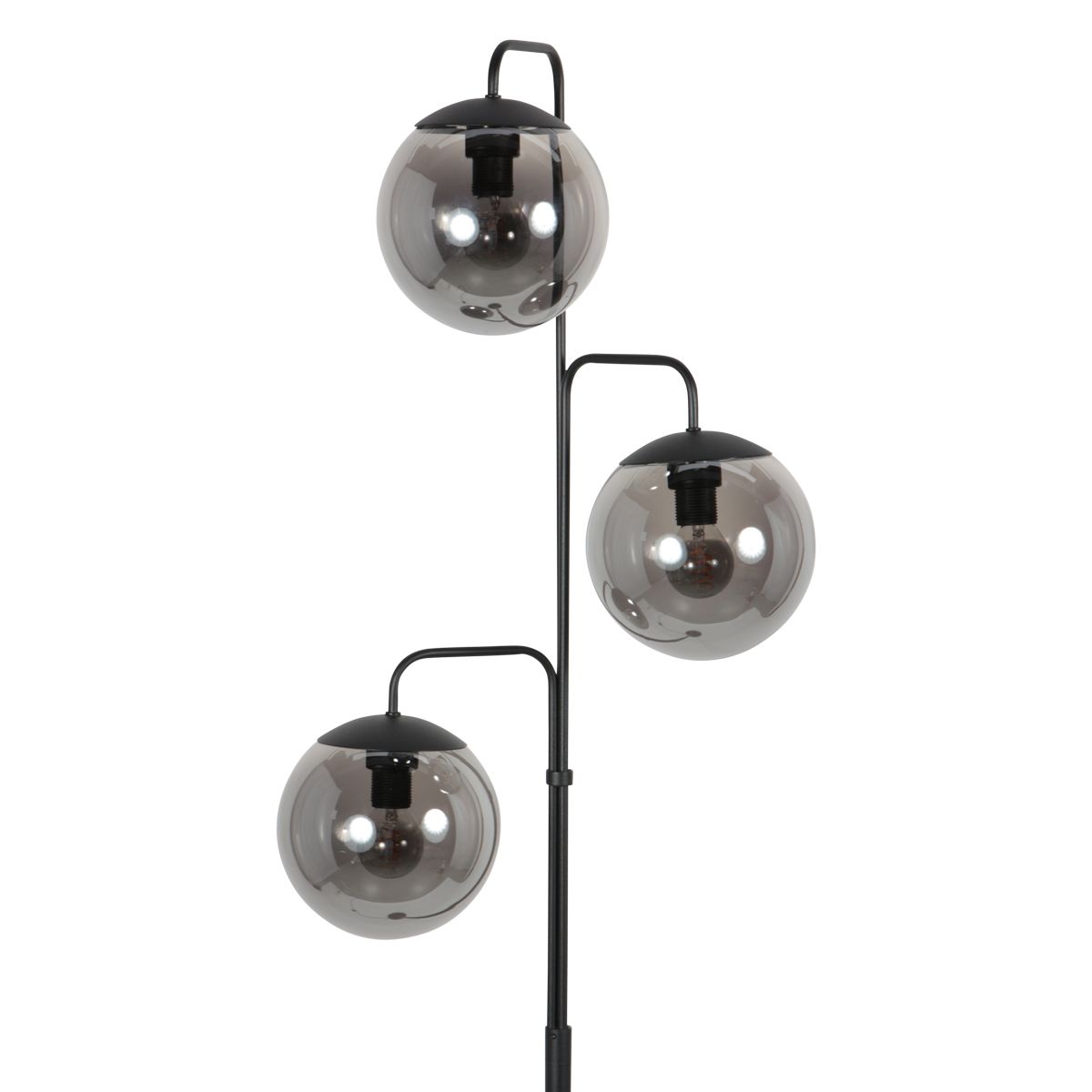 Vloerlamp Bollique Zwarte Vloerlamp met 3 Smoke Glazen Bollen - Afbeelding 7