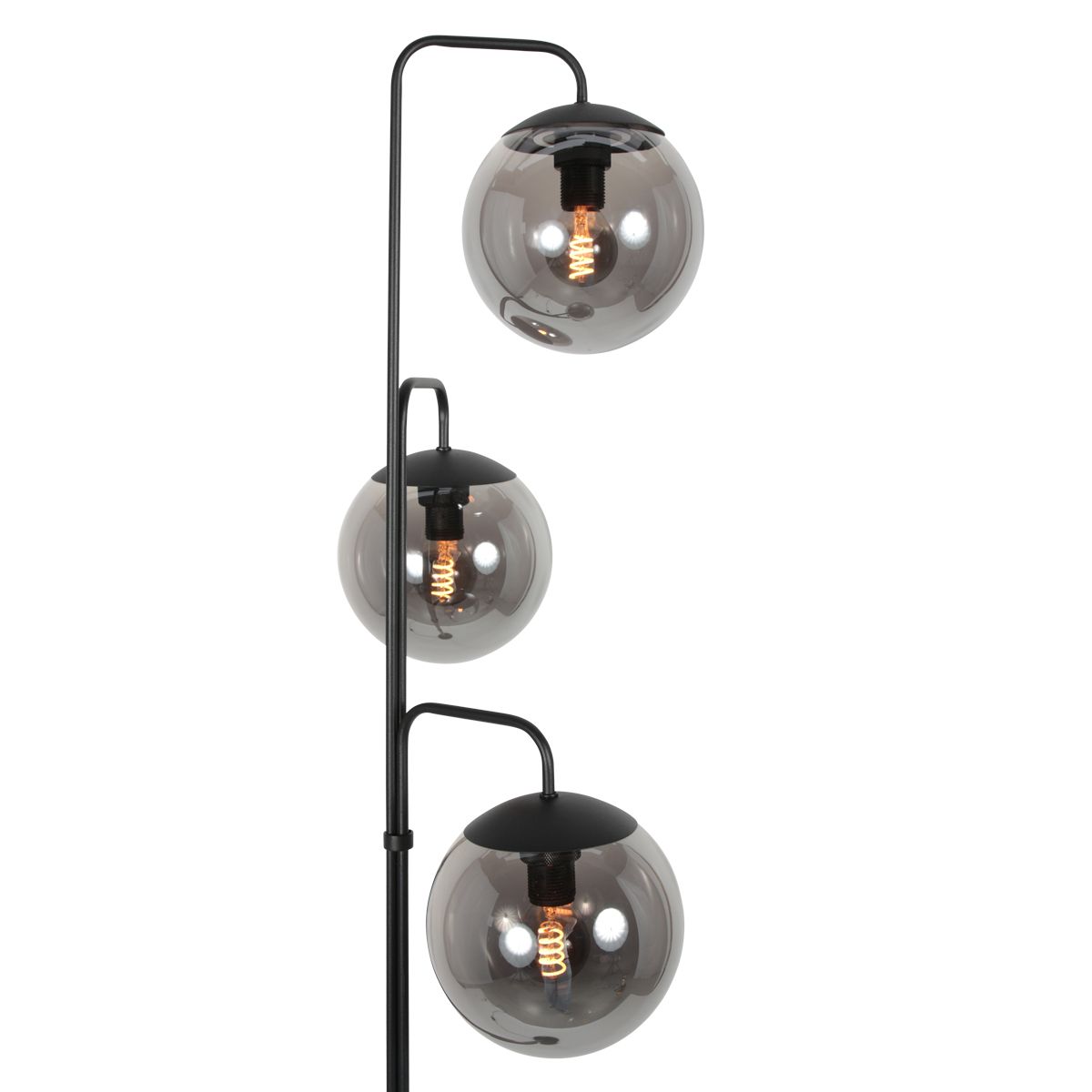 Vloerlamp Bollique Zwarte Vloerlamp met 3 Smoke Glazen Bollen - Afbeelding 9
